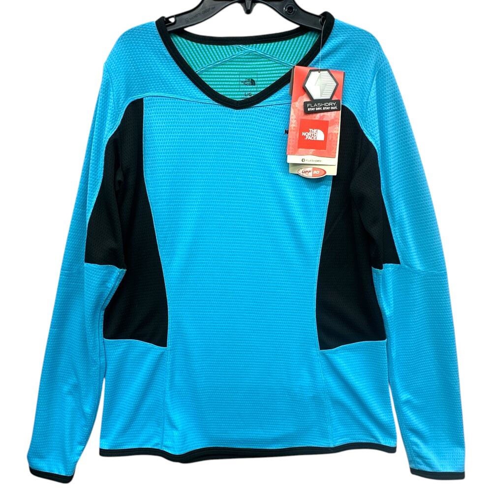 The North Face FlashDry Long-Sleeve Top Women's Large Teal Blue UPF 30